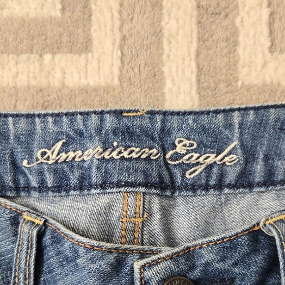 American Eagle Blue Jean Shorts Distressed Frayed - Picture 2 of 4